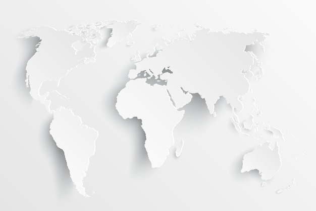 Вектор Бумага карты мира политическая карта мира на сером фоне