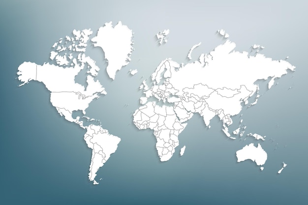 Бумага карты мира политическая карта мира на сером фоне