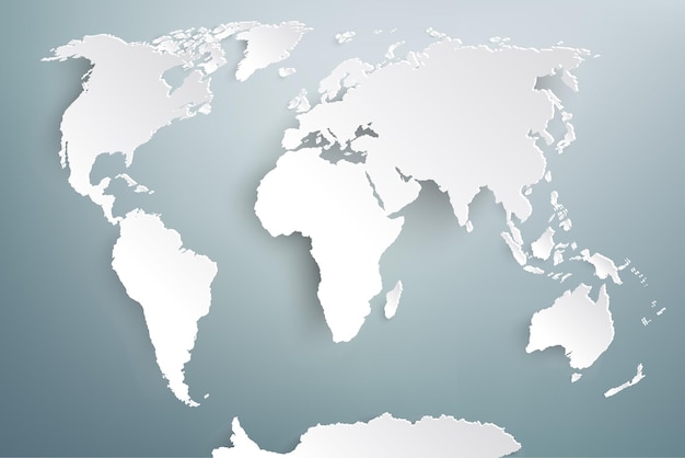 세계 지도 종이 회색 배경에 세계의 정치 지도