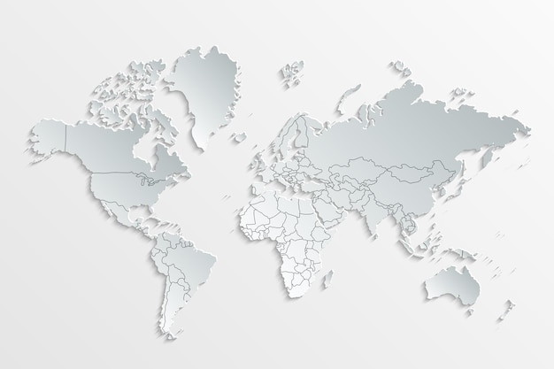 Carta mappa del mondo mappa politica del mondo su sfondo grigio