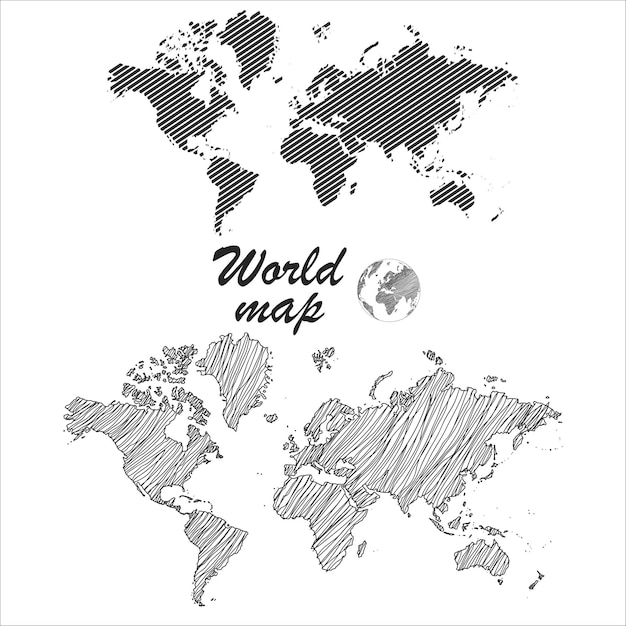 Vector world map paper political map of the world on a gray background