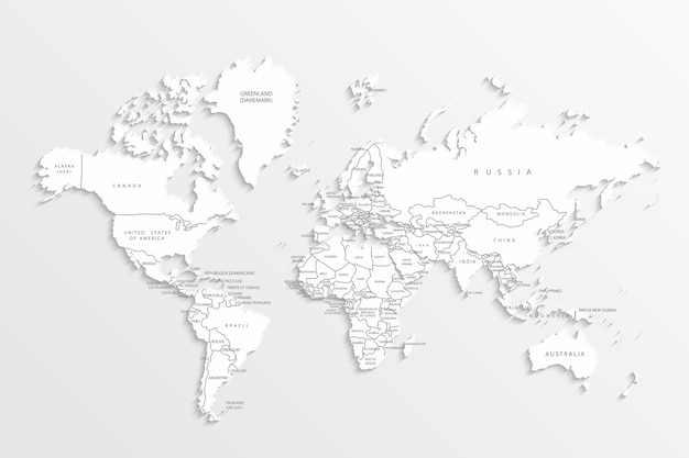 World map paper Political map of the world on a gray background