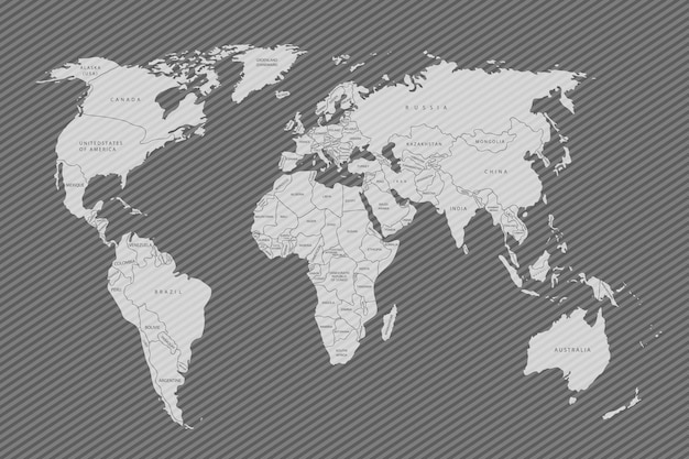 World map paper Political map of the world on a gray background