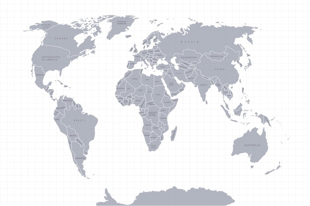 World map paper Political map of the world on a gray background