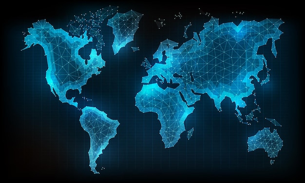 Карта мира в стиле линии многоугольника Векторный дизайн иллюстрация