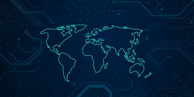 Concetto di design moderno di tecnologia mappa mondo. trama di sfondo astratto