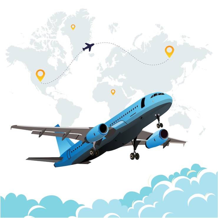 Vector world map travel summer holidays airplanes concept vacations enjoying