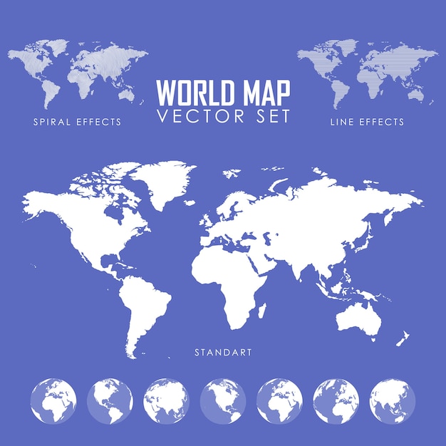 Vector world map vector illustration set