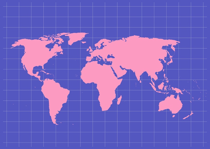 Вектор вектор карты мира изолирован на синем фоне шаблон карты плоской земли для шаблона веб-сайта