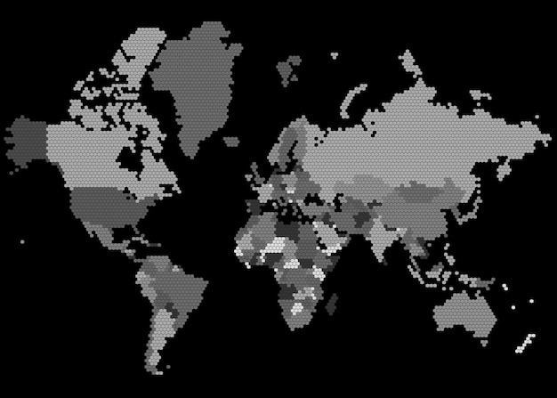 Mappa del mondo vettoriale isolata su sfondo bianco piatta terra modello di mappa grigia per il modello del sito web