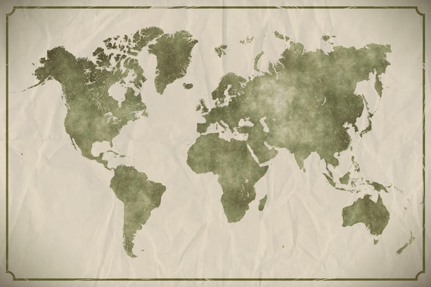 Vettore mappa del mondo acquerello in stile retrò con formato vettoriale texture eps10
