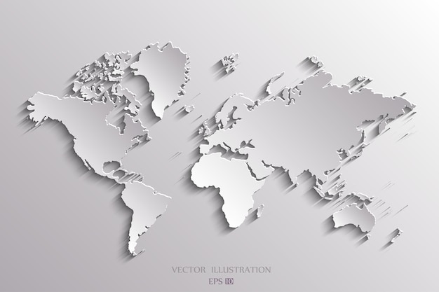 World map White World map paper Grey Illustration