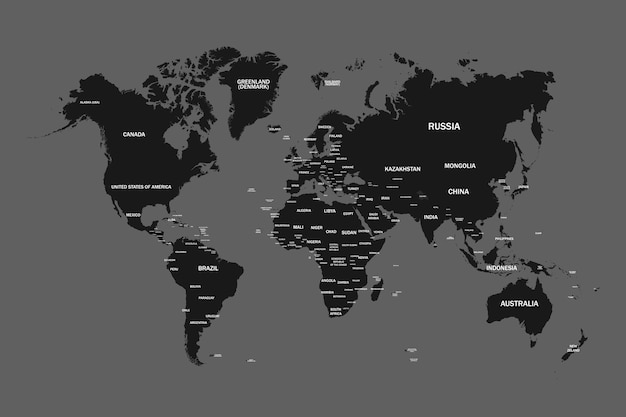 Карта мира с названиями стран