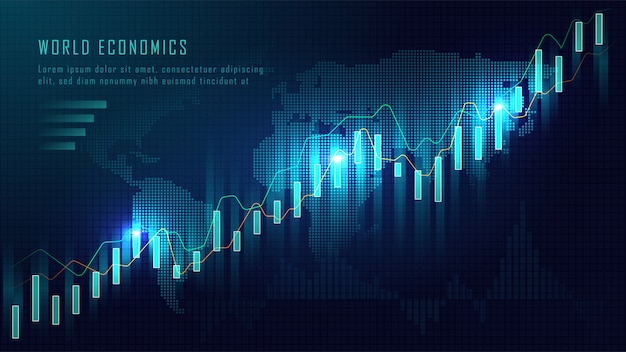 World map with graph in futuristic concept