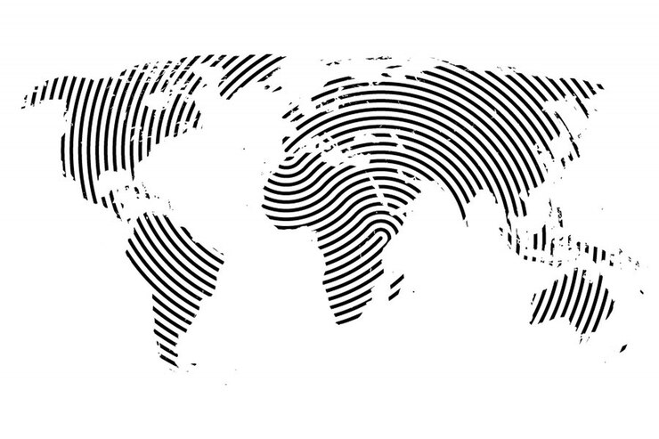 Vector world map with lines