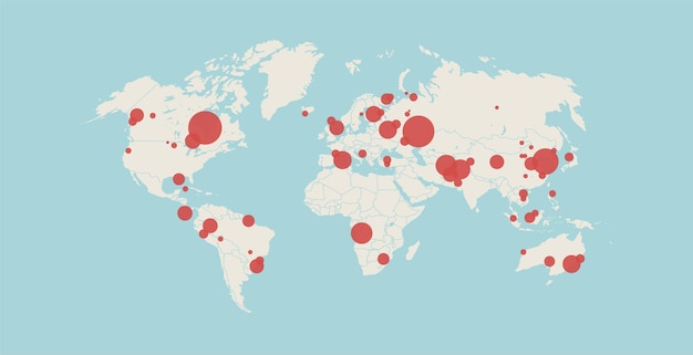 Карта мира с указанием местоположения вспышки коронавируса подтвердила случаи заражения во всем мире.