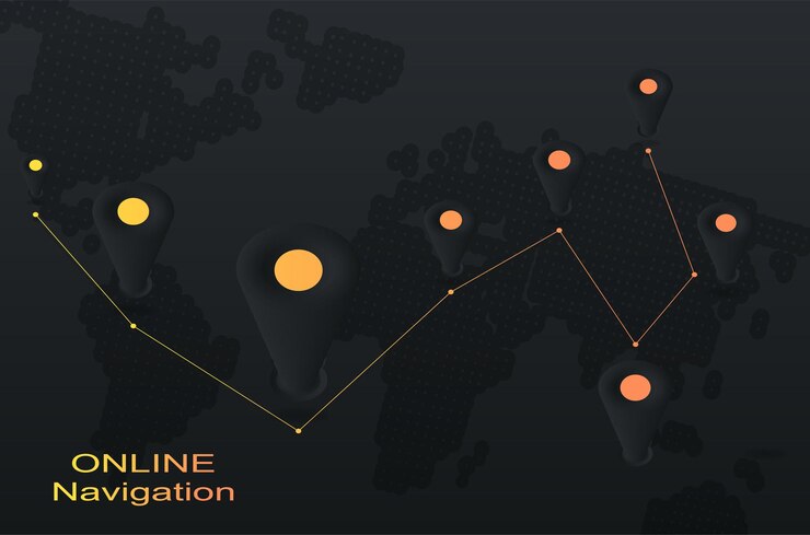 Vector world map with pointer signs  communication concept