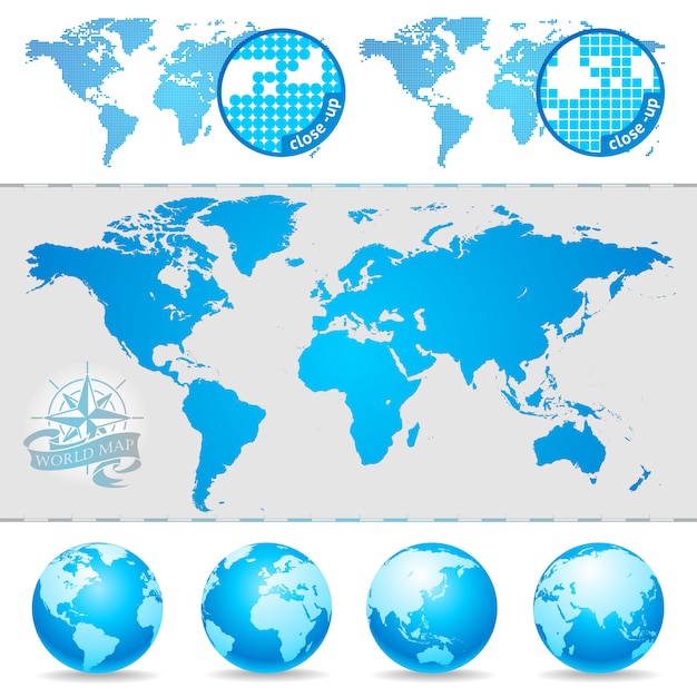 Vettore mappe del mondo e globo