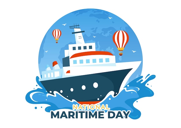 World Maritime Day Vector Illustration with Sea and Ship for Shipping Safety and Marine Environment