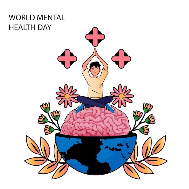 world mental health day concept vector illustration