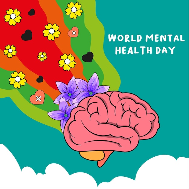 world mental health day concept vector illustration