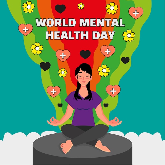 world mental health day concept vector illustration