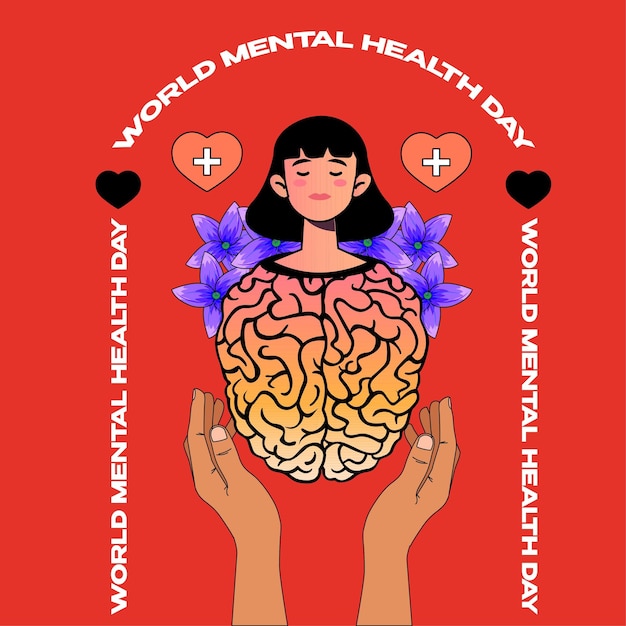 world mental health day concept vector illustration