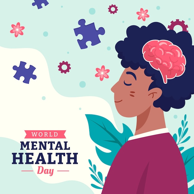 World mental health day flat design illustration