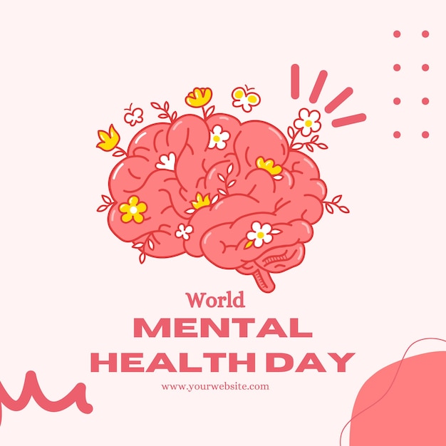 world mental health day illustration blooming brain