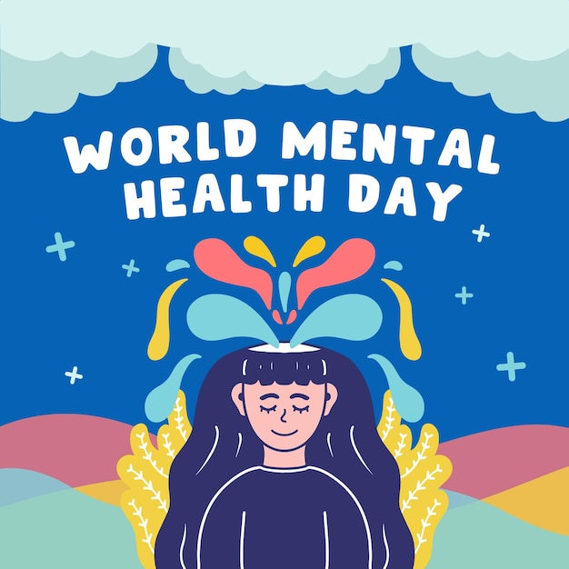 Vector world mental health day illustration poster