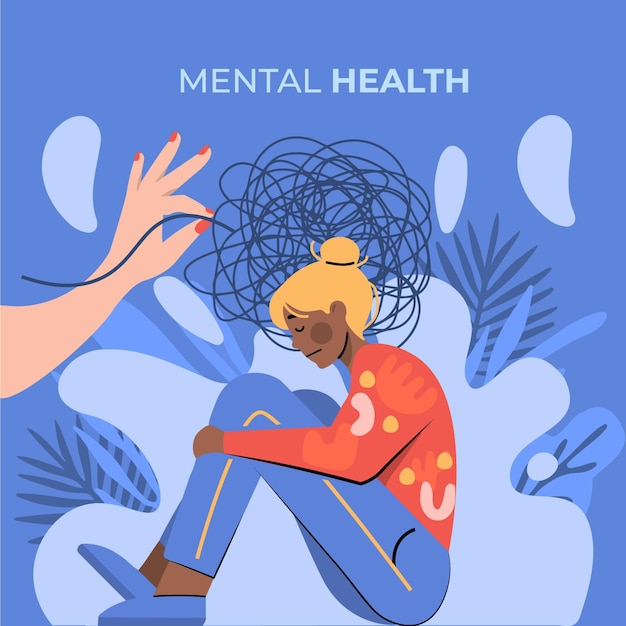 Vector world mental health day illustration