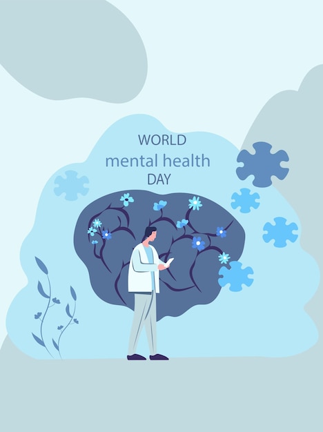 Vector world mental health day is a crucial part of overall wellbeing serves as vector