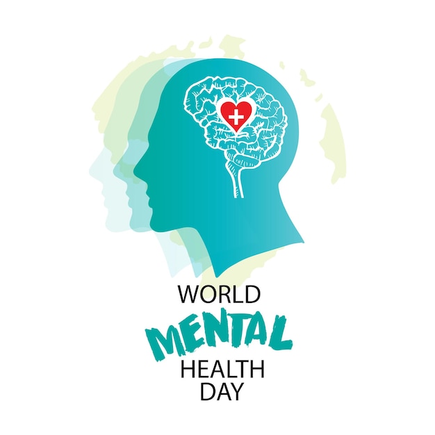 World mental health day with brain and mental health