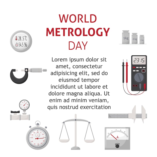 Всемирный день метрологии 20 мая баннер с измерительными приборами шаблон для фона