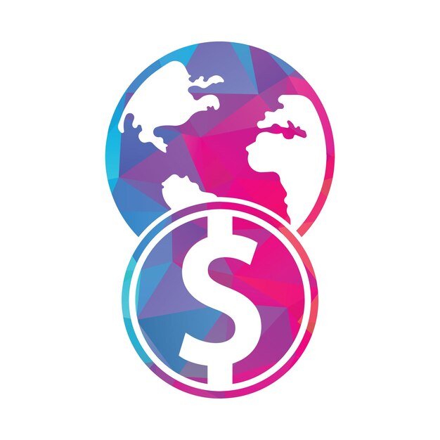 世界のお金のロゴ デザインのベクトル お金のロゴ デザイン テンプレート アイコン シンボル