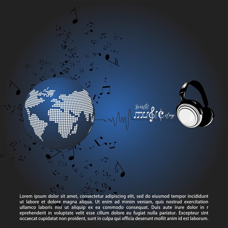 Vector world music day concept greeting card template vector illustration