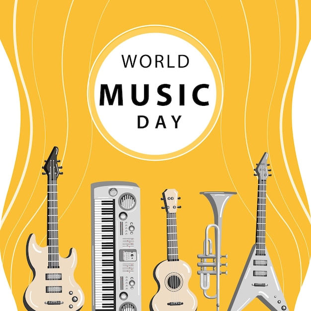 Баннер иллюстрации всемирного дня музыки