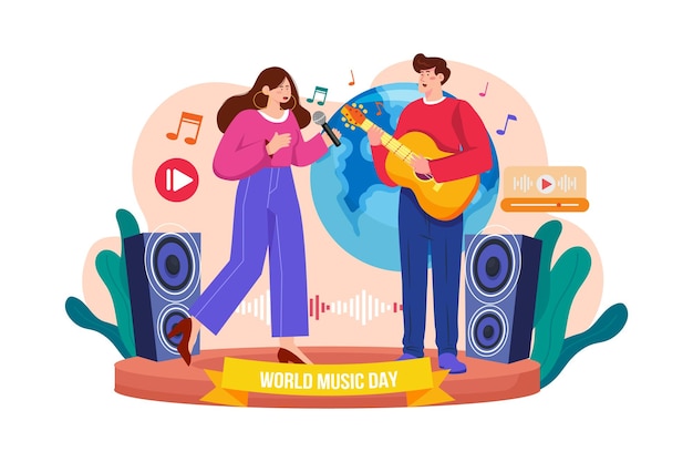 Concetto di illustrazione della giornata mondiale della musica