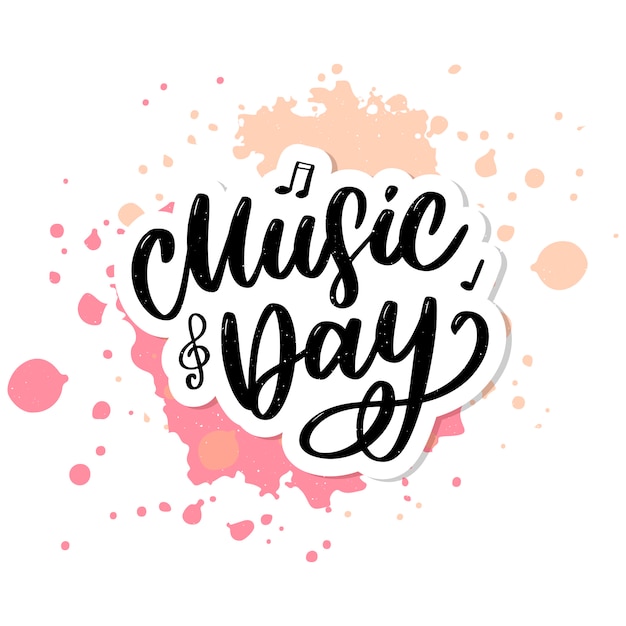 World music day lettering brush