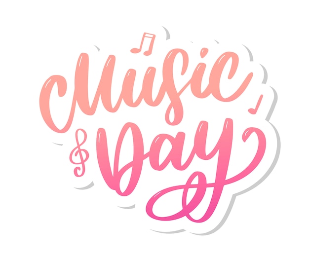 World music day lettering calligraphy