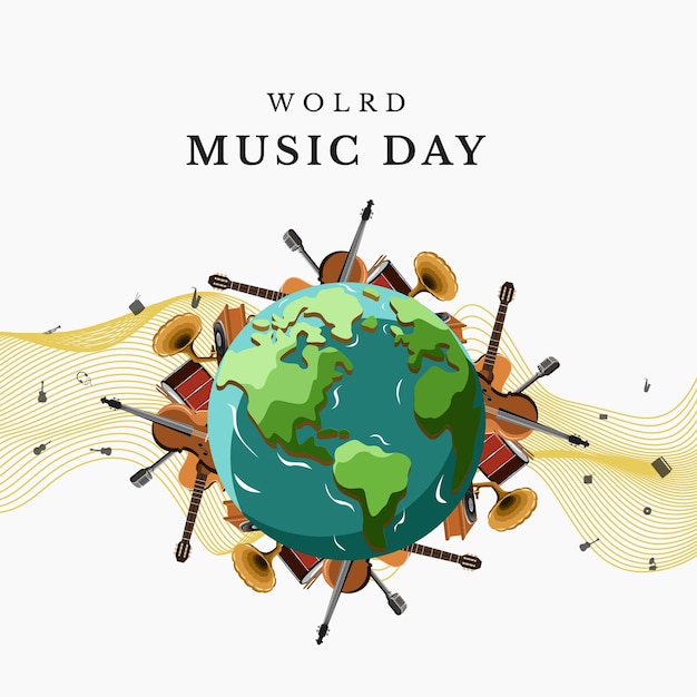 Vettore illustrazione vettoriale della giornata mondiale della musica