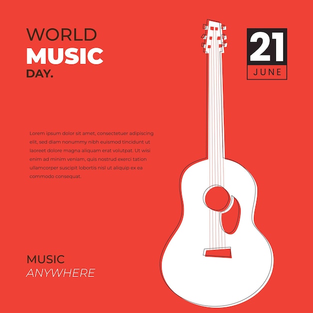 World music day with guitar design which is celebrated on June 21