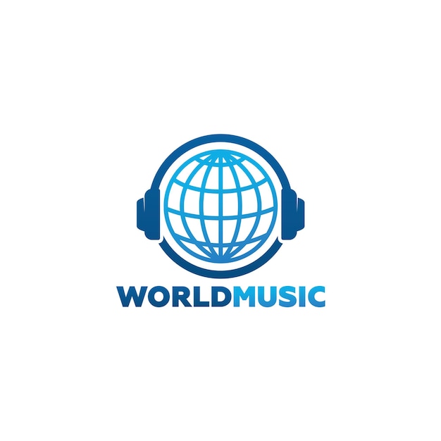 Disegno del modello di logo di musica mondiale