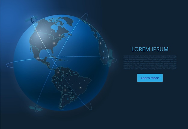 world network map vector image of a global map with lights in the form of cities of the world or population density