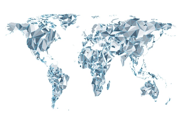 World network map Vector lowpoly image of a global map in the form of cities of the world or population