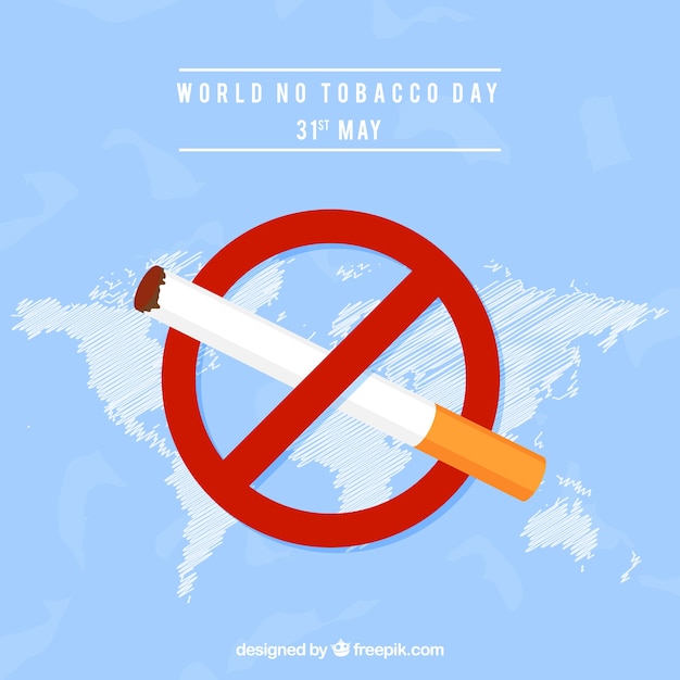 World no tobacco day background with a banning sign