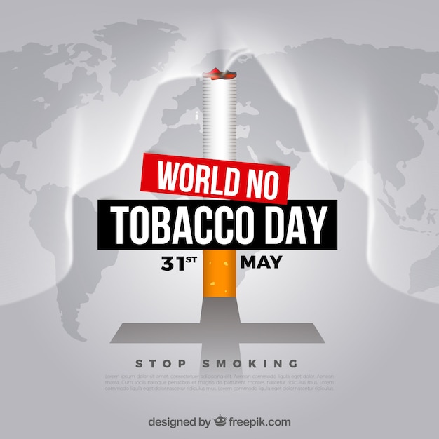 Vettore mondiale senza sfondo giorno di tabacco con la sigaretta sulla mappa del mondo