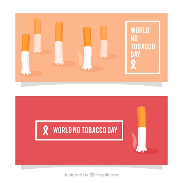 World no tobacco day banner with cigarrette butts