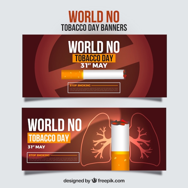 World no tobacco day banner with date