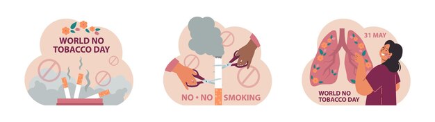Vector world no tobacco day concept set may st campaign banner